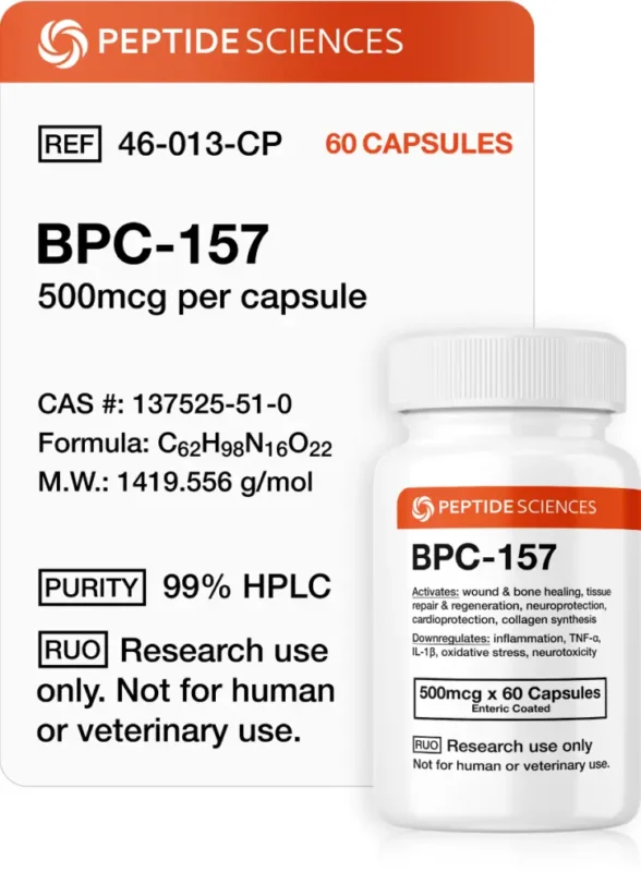 Peptides Sciences BPC 157 500mcg (60 Capsules)