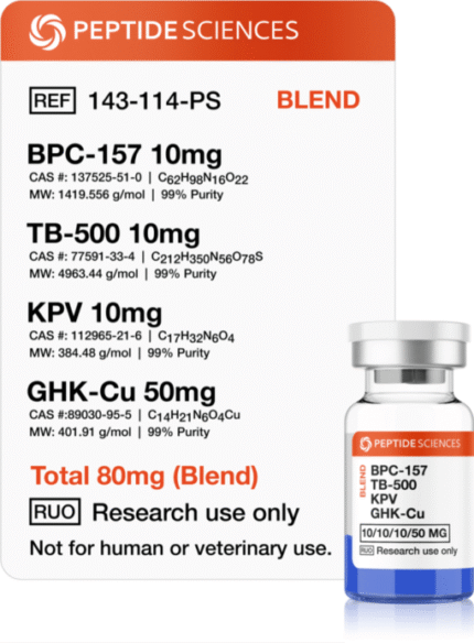 Peptide Sciences BPC-157, TB-500, KPV, GHK-Cu 80mg (Klow Blend)